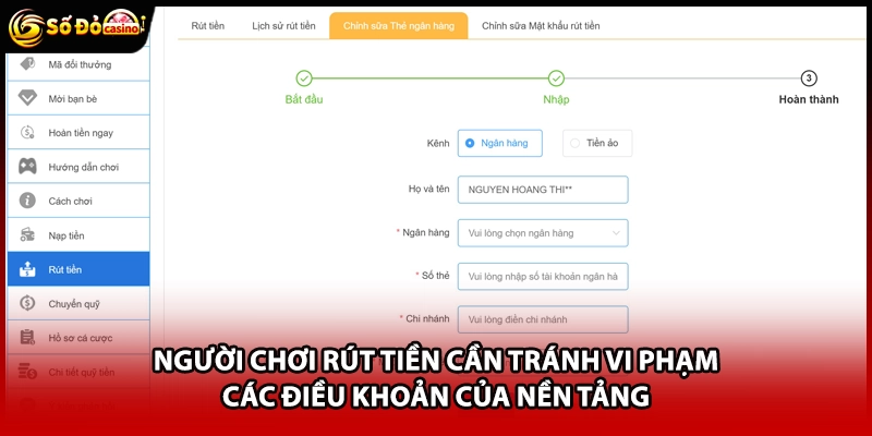 Người chơi rút tiền cần tránh vi phạm các điều khoản của nền tảng